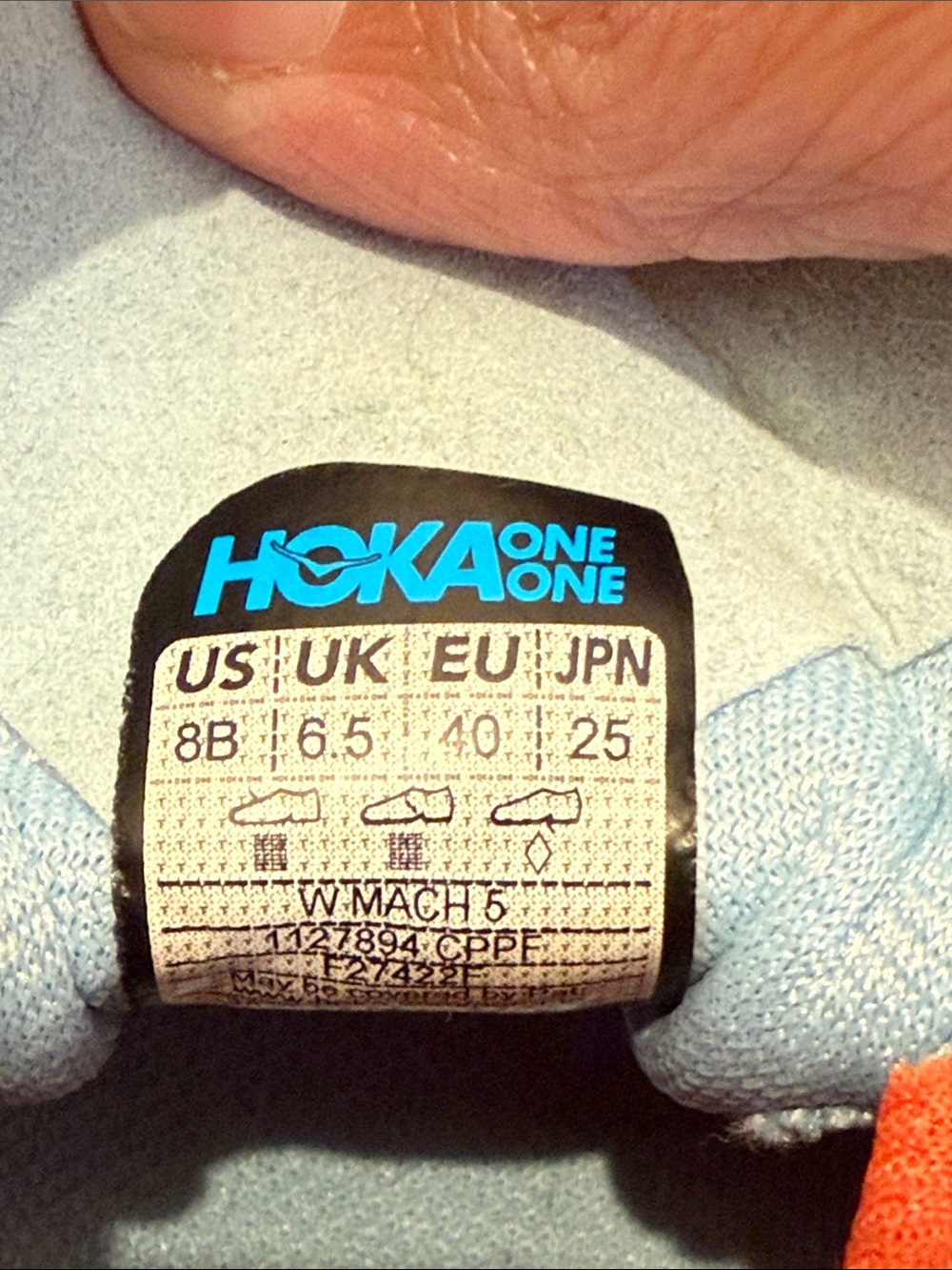 Hoka Mach 5 pro fly plus Women's Coral Running Shoes with Light Blue Laces - Picture 9 of 9